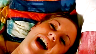 Kelly using a big black dildo on herself