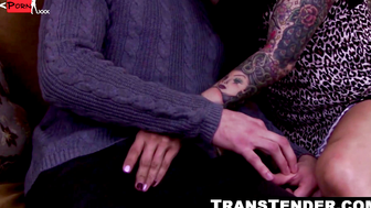 Big-titted trap's ass gets rimmed and fucked hard