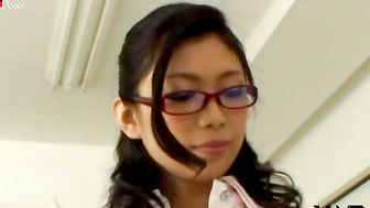 Luscious busty oriental floosy Hikari Hino caresses big rod
