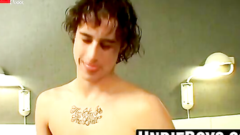 Joey Steels stroking his cock hard in the shower
