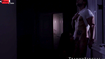Roman Todd catches TS stepsis Melanie Brooks jerking then pumps her ass