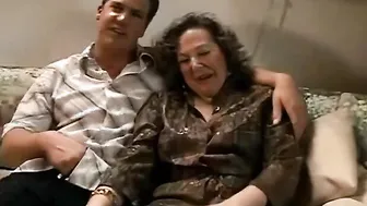 German old lady Marianne inside ebony nylons
