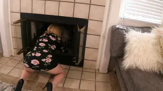My milf Stepmom Getting STUCK and Boned into the Fire Place