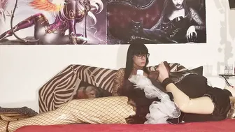 Babe Dominatrix using her french maidbot for footmassage pt2