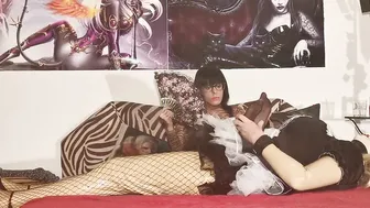 Babe Dominatrix using her french maidbot for footmassage pt2