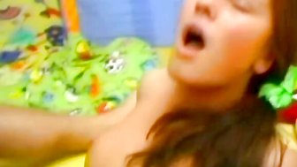Hot Brunette Minx Sucks & Swallows A Huge Load From Her Step-Brother's Dick