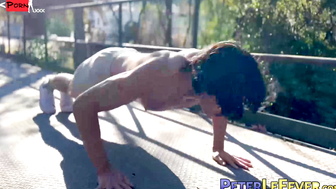 Asian-American Jocker's Epic Muscle Workout & Masturbation Session