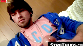 Beard-Stroking Straight Buddy Sharing His Dick With Friend