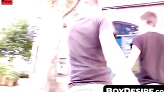 Boy Desires Anal Threesome with Hunks in Hot Bathroom Sex