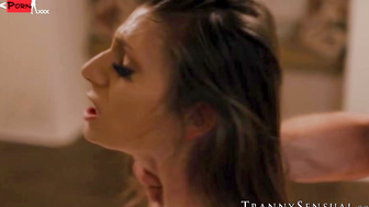 TS Jade Venuses Anal Play with Huge Load from Piercing Dick