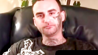 Tatted-Up Hunk Jerking Off His Piercing For The Cameras