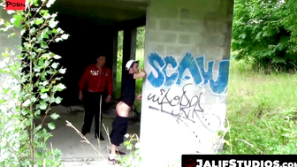 Outdoor Muscle Domination - Submissive Guy Faces Humiliation By Huge Stud