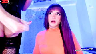 Transgender Babe Fellatio Blowjob POV - Huge Dildo Riding & Facial
