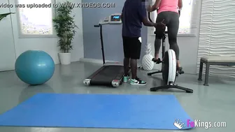 Chubby Hispanic teases and bangs her ebony personal coach