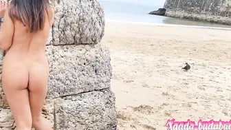 Nepali cunt with mouth walking nude on outdoors beach