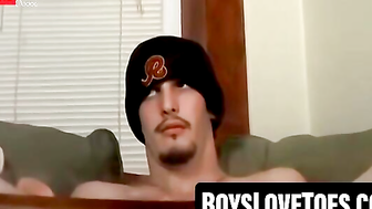 Skinny Twink's Leg Job - Hot Guy Rubbing His Body And Blowing A Load