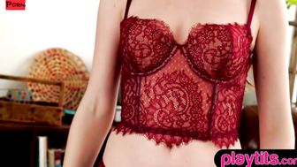 Redheaded Milf Shows Off Her Juicy Boobs in Lingerie