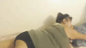 Dee getting her butt sniffed and plowed after a work out