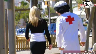 First Date porn video – Spanish blonde hispanic cougar got 3 way mmf