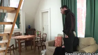 Boozed blonde old lady picked up and double boned