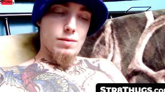 Skinny Straight Thug Solo Strokes & Blasts A Huge Load Of Hot Jizz!