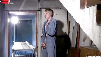 Twink's Hot Workshop Jerk-Off Session