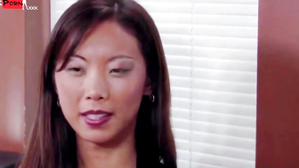 Asian Beauties Share Double Ended Dildo in Threesome
