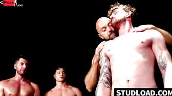Blind Fold Blowjob Threesome with Hot Guys - Three Way Action With Taylor Reign