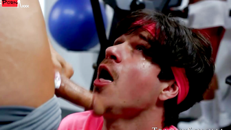 Muscular Dude Dominates Transgender Babe in Hardcore Anal Threesome