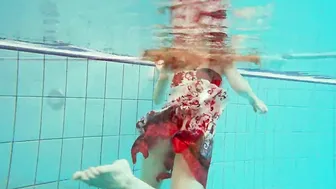 Unshaved dark hair eighteen Marketa underwater swimming