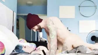 Eddie Danger face fucks tattoo blonde teenagers with tight twat