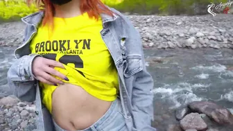 Passionate fellatio and sex inside nature with a red head women