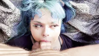 Eddie Danger fucks Blue haired little and she licks up