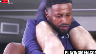Black Suit Bondage Threesome With Big Black Dick