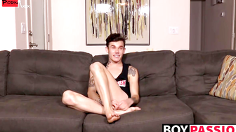 Tattooed Hunk Gives Interview & Shows Off His Body - Hot Guy Jerks Big Load