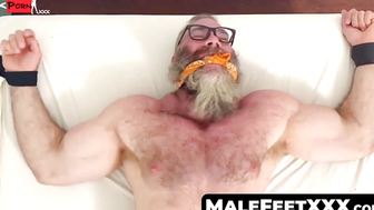 Beard-Tugged Foot Frenzy! Muscle Hunk Endure Body & Feet Torments in Bondage Porn