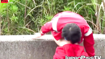 Public Peeing Fetish - Outdoor Pee Fun With A Hairy J-Pop Star