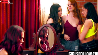 Teenage Lesbians Unleashed - Shy Girl's First Time with Two Hotties