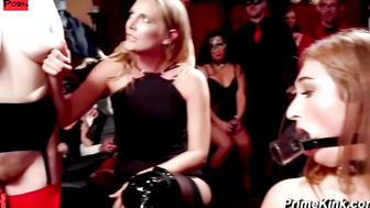Bondage Dungeon Orgasmic Blowjob - Dominatrix Threesome with Submissive Couple
