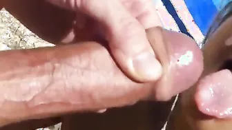 cutesexyazn getting enormous facial jizzed from a huge dick on the beach