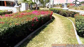 German cougar meets flirts and fucks on holiday with tourist