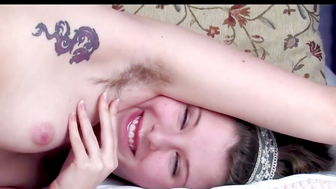 Hairy Pit Girl Next Door - Huge Toy Play & Shaved Clitoris Closeup