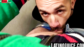 Hairy Milo's virgin hole stretched after sucking huge cock