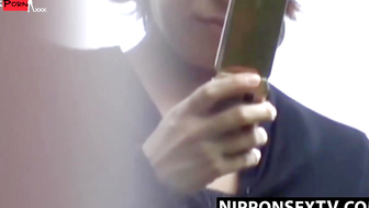 Creepy watcher films Japanese chick in thongs and mini skirt