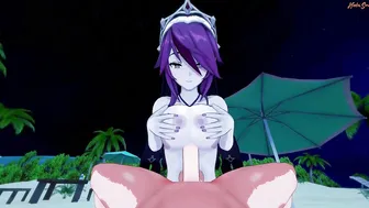 Rosaria getting pov banged on the beach. Genshin Impact Anime.