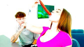 My big tit stepsister Emily Norman proves shes a throat goat