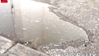 Japanese squirters get caught mid stream and flee with wet stilettos