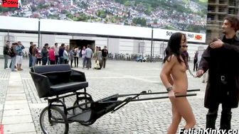 Public Rickshaw Humiliation and rough anal fucking of petite slave Amabella