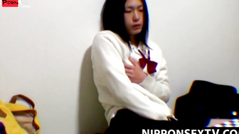 Peeping enjoyed the sight of Japanese girl stroking her slit