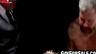 GayForSale.com - Noah White spreads legs for Cain Marko's threeway fucking